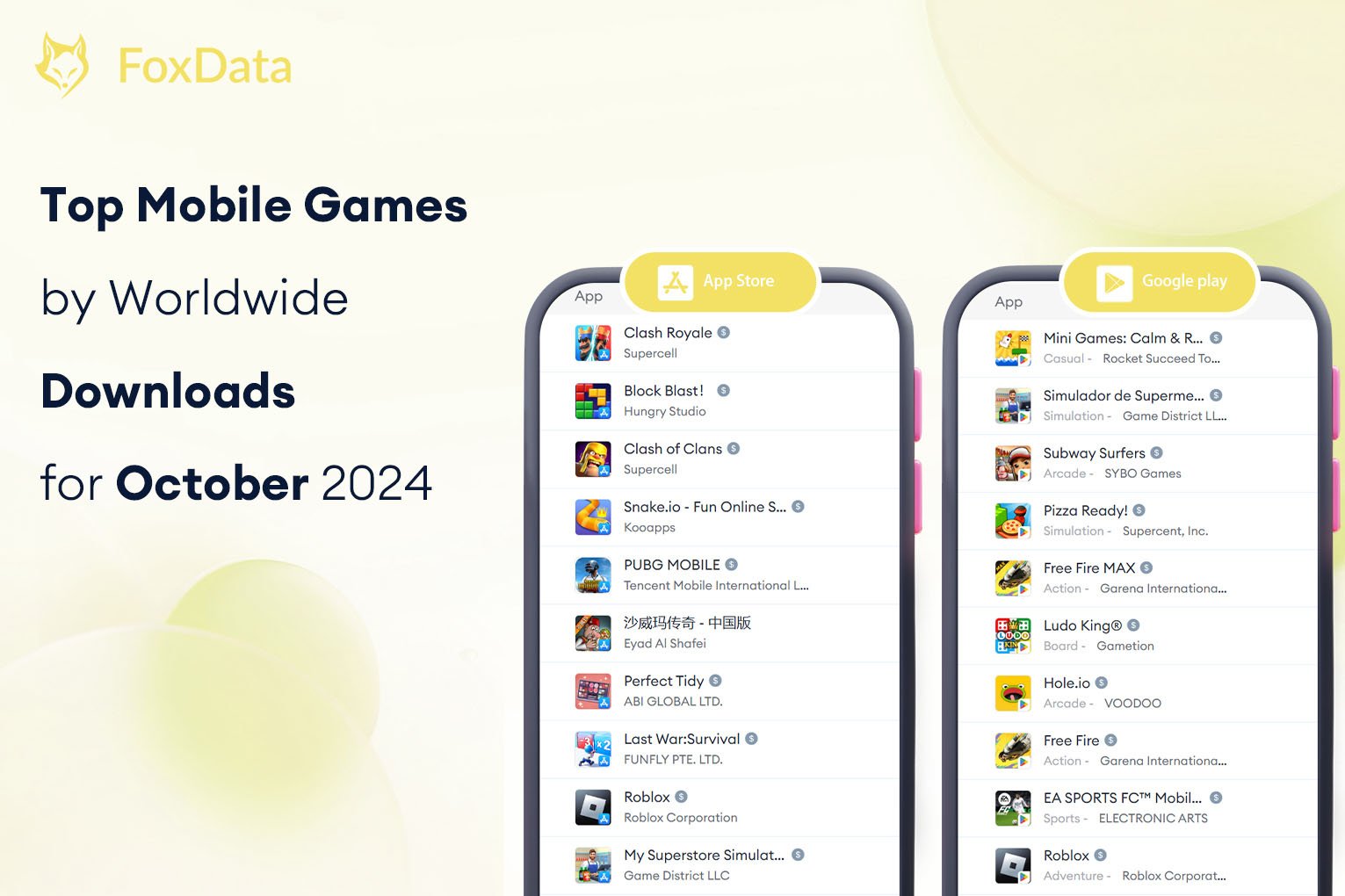 Top Mobile Games by Worldwide Downloads for October 2024