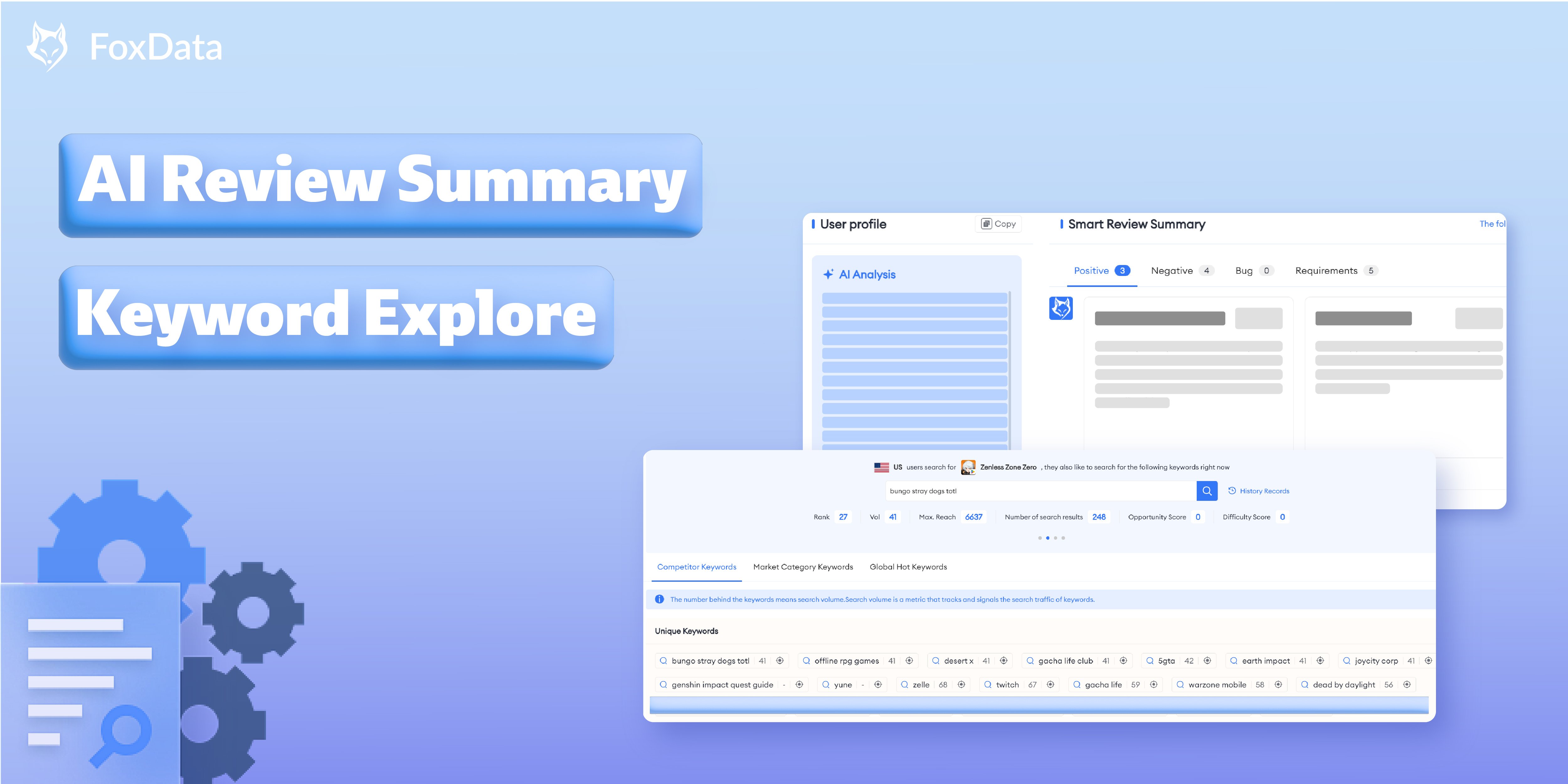 Dernière mise à jour de FoxData : « AI Review Summary » et « Keyword Explore »