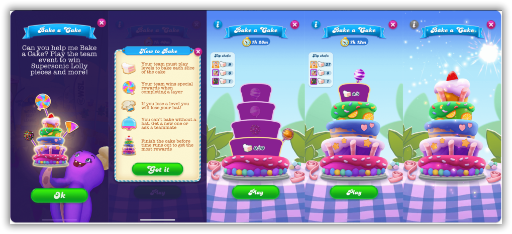 Candy Crush Soda Saga time-limited social event “Bake a Cake”