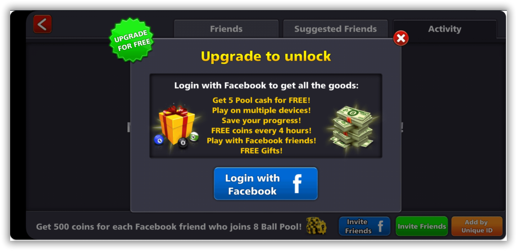 Social media integration in 8 Ball Pool