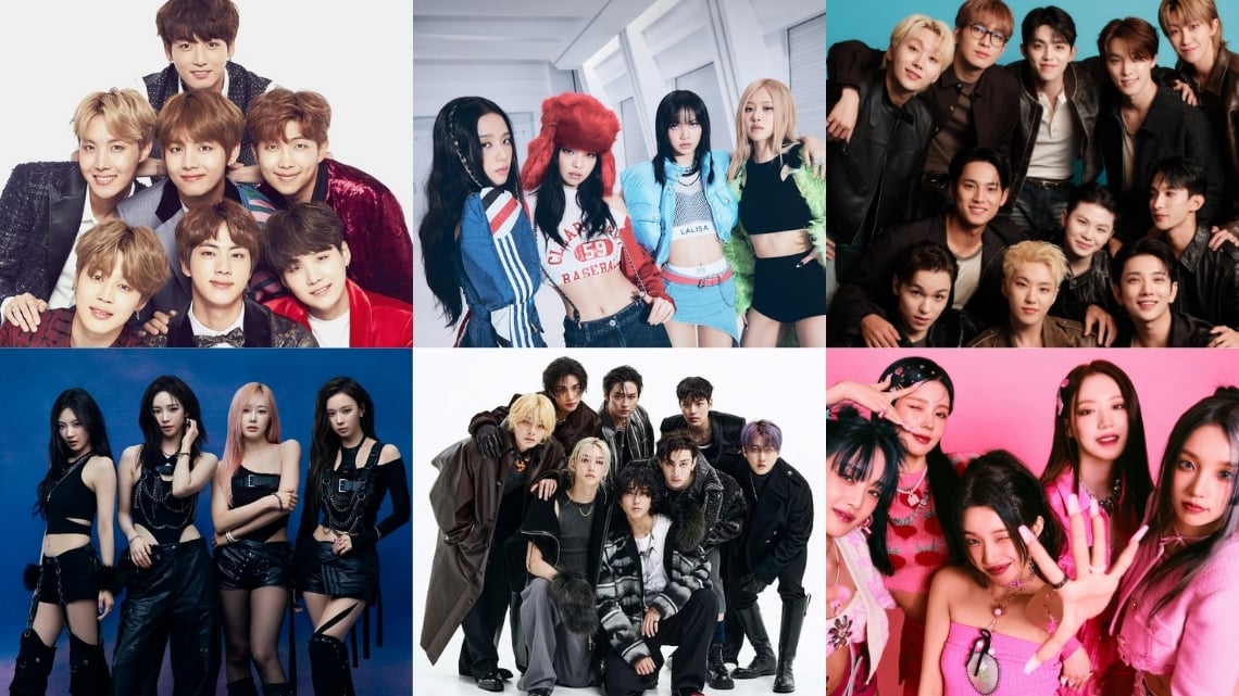 韩国流行音乐、防弹少年团、BLACKPINK、SEVENTEEN、AESPA