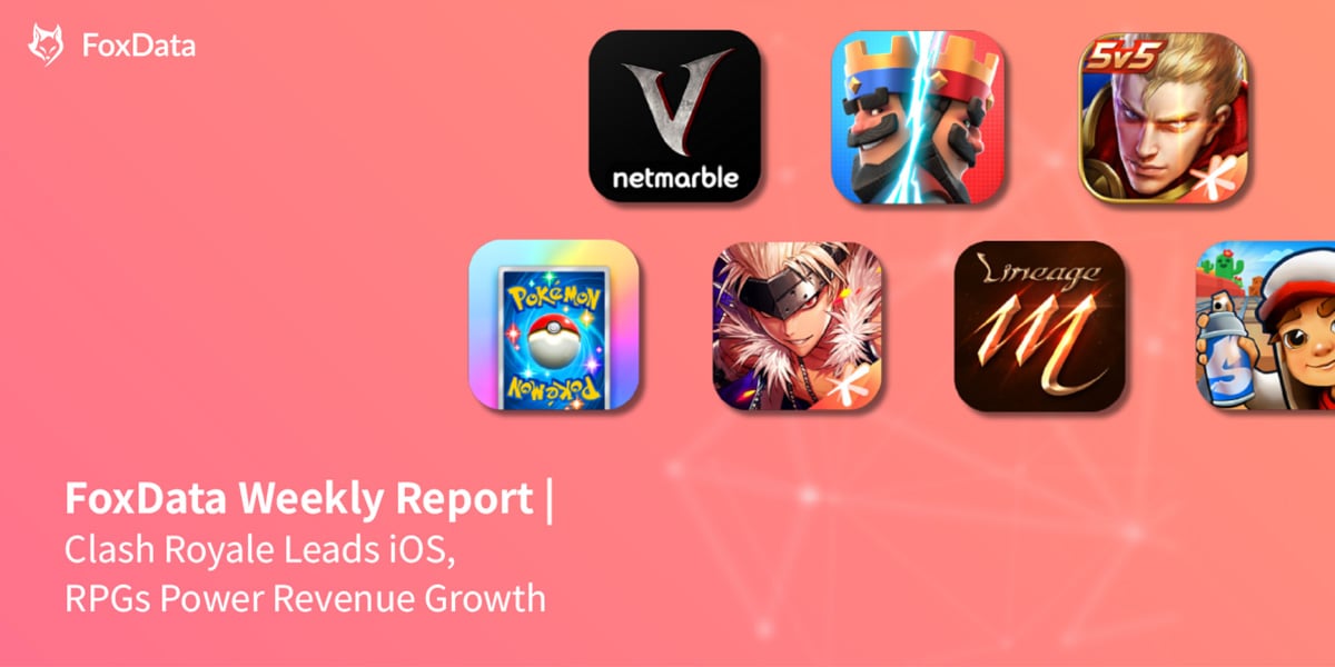 Rapport hebdomadaire FoxData | Clash Royale domine la croissance du chiffre d'affaires sur iOS et les RPG
