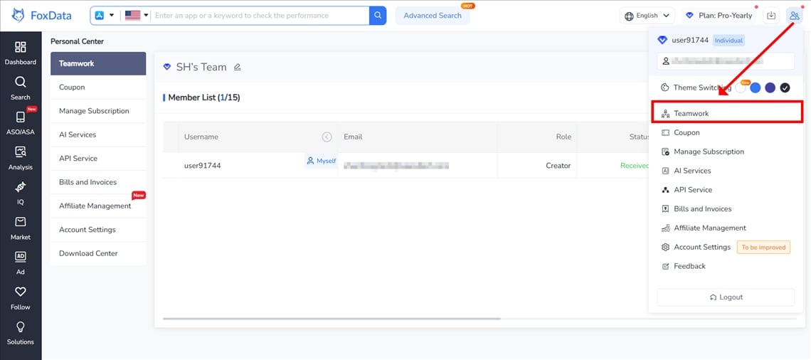 Personal Center - FoxData