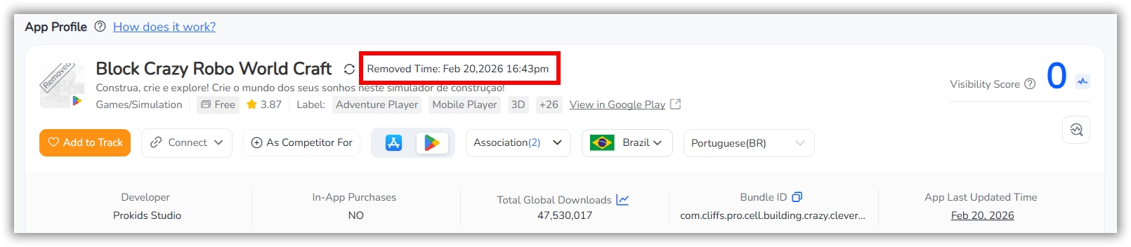 Application retir&eacute;e de Google Play