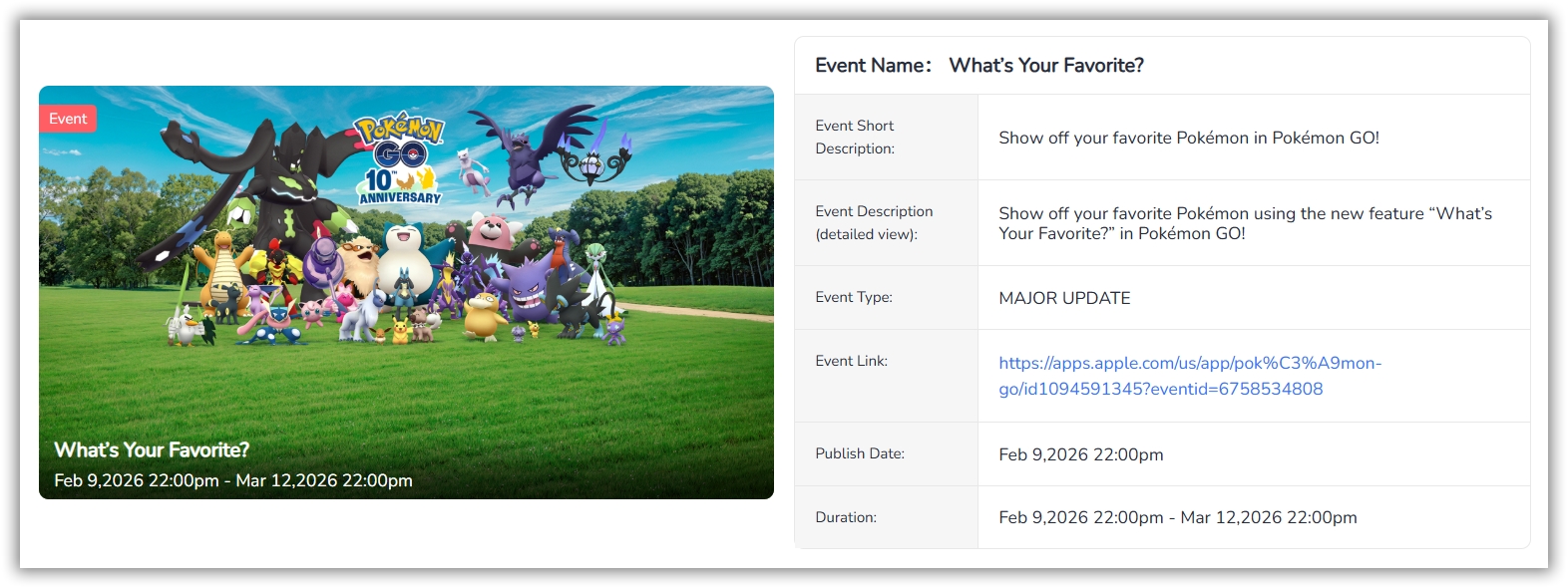 &Eacute;v&eacute;nement int&eacute;gr&eacute; aux applications