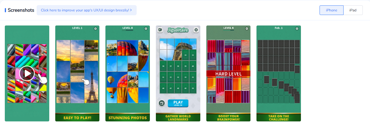 Jigsolitaire App Screenshots