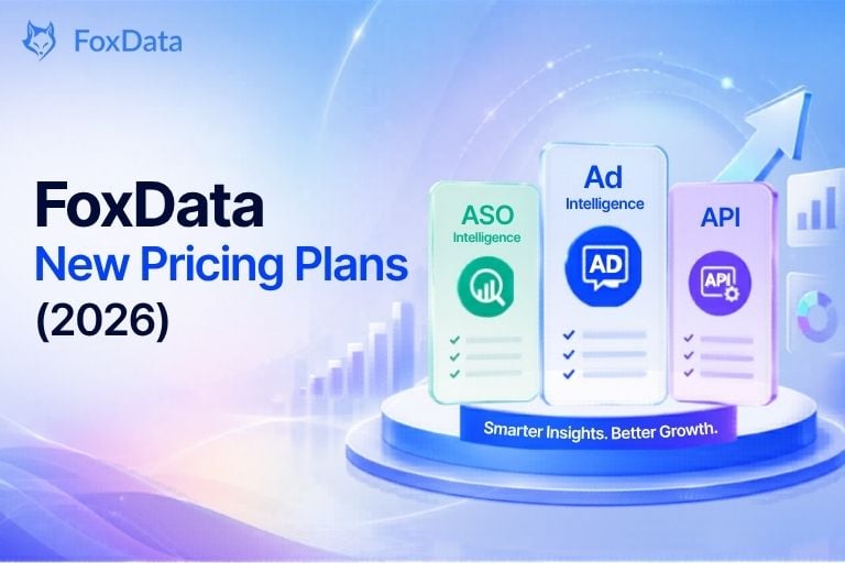 Nouveaux plans tarifaires FoxData (2026) : ASO Intelligence, Ad Intelligence et API Solutions expliqués
