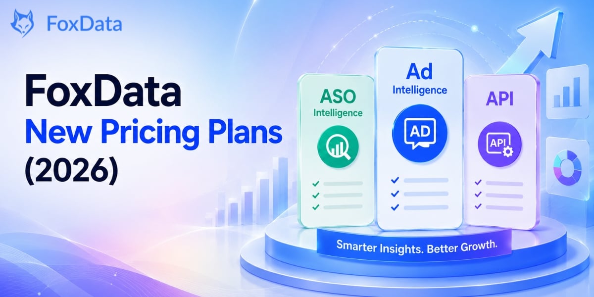 Nouveaux plans tarifaires de FoxData (2026)&nbsp;: Explication des solutions ASO Intelligence, Ad Intelligence et API