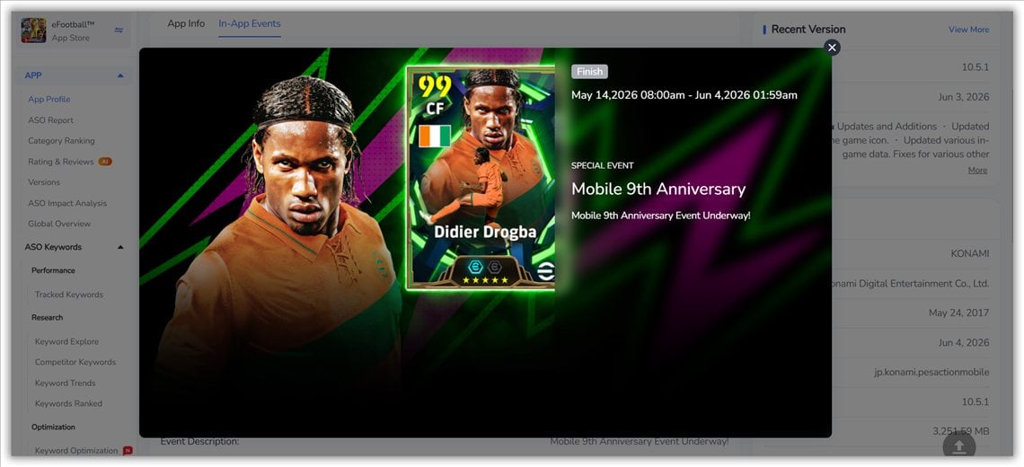 &Eacute;v&eacute;nements in-app eFootball